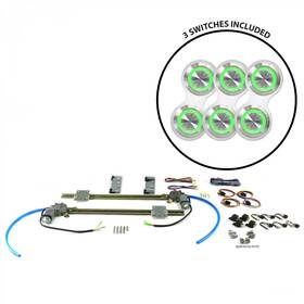 Ztp383b70 Autoloc Power Accessories 2-door Flat Glass Window Kit With 3 Retro Billet Switches - Gn Illumination