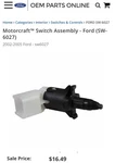 Genuine Motorcraft Door Open Warning Switch SW-6027. Fixed Price $9.00.