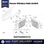 Genuine Power Window Main Switch 93571AR001VCS For Genesis Electrified GV70. Fixed Price $189.00.