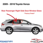 Fits 2009-2016 Toyota Venza Passenger Right Side Rear Door Window Glass. Fixed Price $89.00.