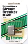 Littelfuse UCB-30 Universal Plug In Circuit Breaker 12VDC Amp Automatic Reset. Fixed Price $10.99.