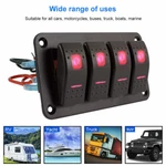 4 Gang Rocker Switch Panel Red Led Waterproof Breakers Car Marine Boat Rv 12V. Fixed Price $18.95.