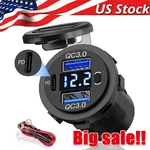 12V-24V PD+QC3.0 Dual Usb Car Fast Charger Power Socket Outlet Led Voltmeter Lot. Fixed Price $447.89.