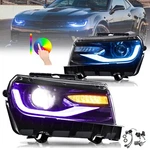Rgb Led Headlights For 2014 2015 Chevrolet Camaro W/ Drl Sequential Turn Signals. Fixed Price $508.49.
